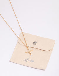 Gold Ornate Diamante Cross Pendant Necklace - link has visual effect only