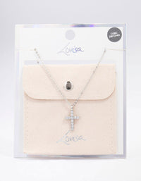 Silver Bezel Diamante Cross Necklace - link has visual effect only