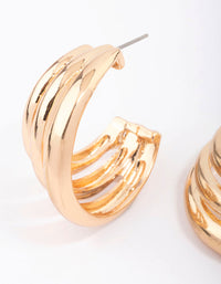 Gold Layered C-Shaped Illusion Hoop Earrings - link has visual effect only