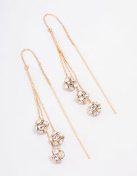 Gold Triple Ball Graduating Chain Drop Earrings - link has visual effect only