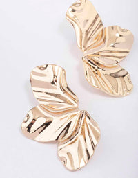 Gold Triple Petal Drop Earrings - link has visual effect only