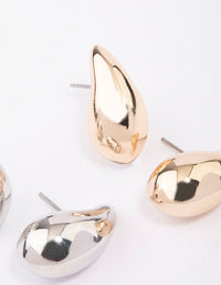 Gold & Silver Two-Toned Teardrop Earring Pack - link has visual effect only