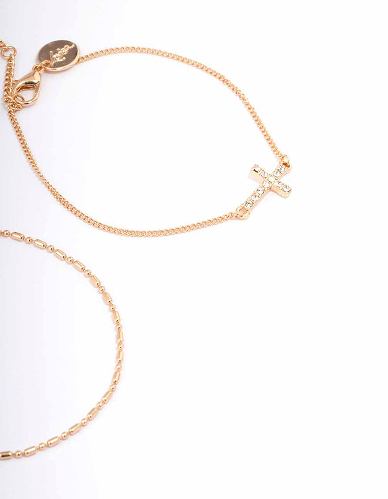 Gold Cross Anklet & Bracelet 4-Pack - Lovisa