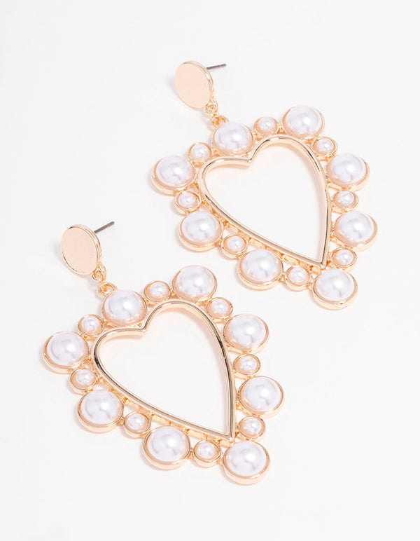 Pearl heart drop deals earrings