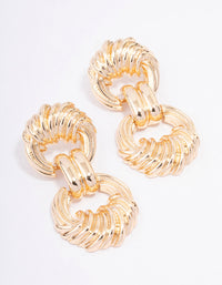 Gold Textured Knotted Drop Earrings - link has visual effect only