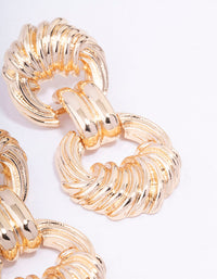 Gold Textured Knotted Drop Earrings - link has visual effect only