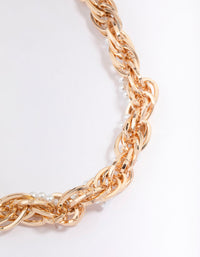 Gold Chunky Wavy Pearl Chain Necklace - link has visual effect only