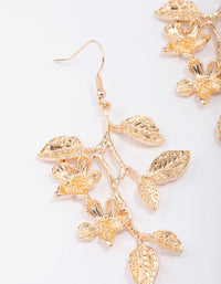 Gold Long Leaves Drop Earrings - link has visual effect only