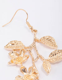 Gold Long Leaves Drop Earrings - link has visual effect only