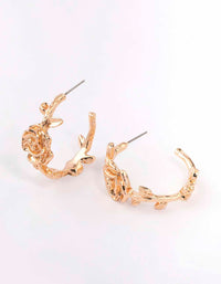 Gold Rose Hoop Earrings - link has visual effect only