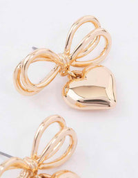 Gold Heart Bow Drop Earrings - link has visual effect only