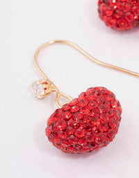 Gold & Red Glamorous Puffy Heart Drop Earrings - link has visual effect only