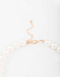 Gold & Pink Pearl Puffy Heart Necklace - link has visual effect only