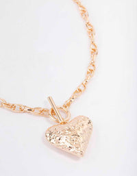 Gold Filigree Puffy Heart Necklace - link has visual effect only