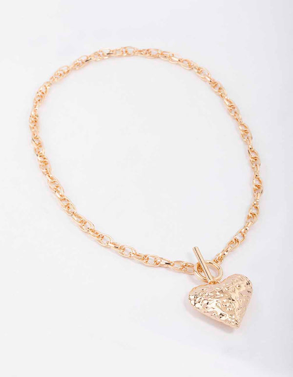 Gold Filigree Puffy Heart Necklace - Lovisa