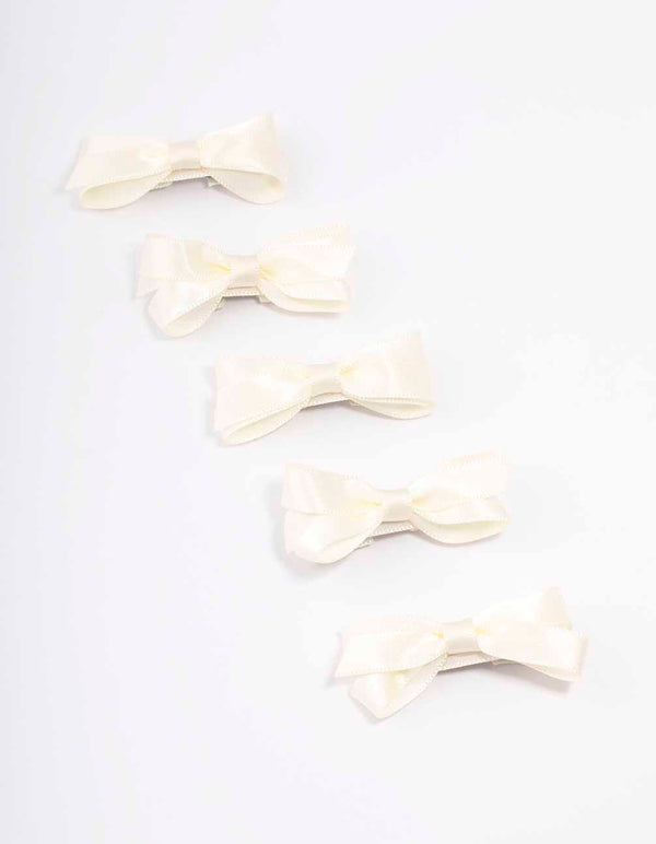 White Mini Hair Bows 5-Pack