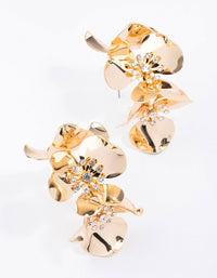 Gold Large Flower Statement Hoop Earrings - link has visual effect only