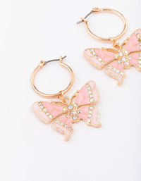 Gold Small Butterfly Pendant Hoop Earrings - link has visual effect only