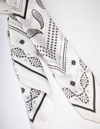 Black & White Fabric Paisley Satin Scarf - link has visual effect only