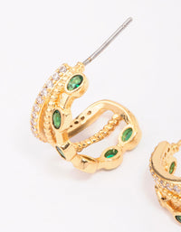 Gold Plated Layered Crystal Illusion Hoop Earrings - link has visual effect only