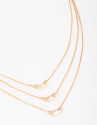 Gold Plated Brass Trio Baguette Layered Necklace - link has visual effect only