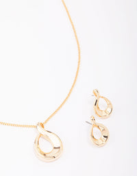 Gold Twisted Ova Necklace & Earring Jewellery Set - link has visual effect only