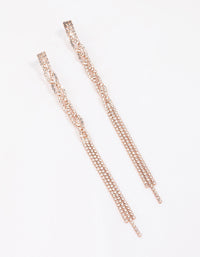 Rose Gold Diamante Twisted Chain Drop Earrings - link has visual effect only