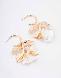 Gold Mixed Petal Drop Earrings - link has visual effect only