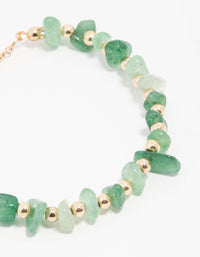 Green Aventurine Chip Beaded Gold Toggle Bracelet - link has visual effect only