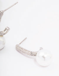 Silver Cubic Zirconia Small Pearl Drop Earrings - link has visual effect only