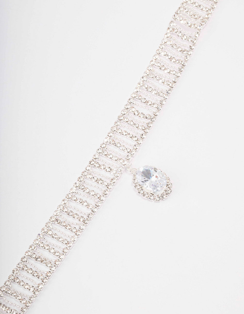 Silver Cubic Zirconia Solitaire Choker - Lovisa