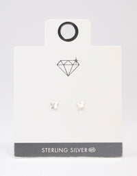 Sterling Silver Solid Butterfly Stud Earrings - link has visual effect only