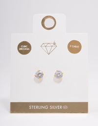 Gold Plated Sterling Silver Cubic Zirconia Stud Earrings - link has visual effect only