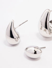 Rhodium Teardrop Shaped Earring Pack - link has visual effect only