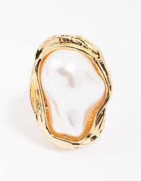 Gold Molten Pearl Statement Ring - link has visual effect only