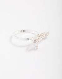 Silver Cubic Zirconia Bow Ring - link has visual effect only