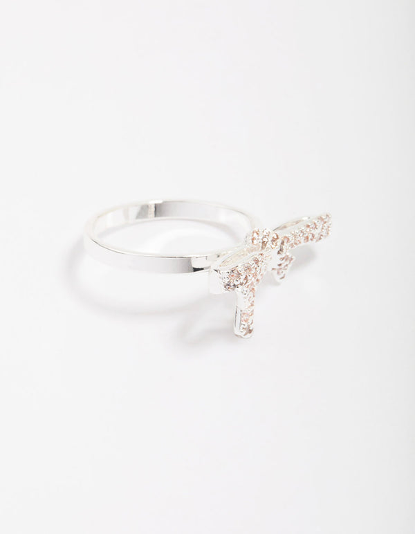 Silver Cubic Zirconia Bow Ring