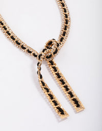 Gold & Black Leather Wrap Necklace - link has visual effect only