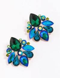 Gold Stone Cluster Statement Stud Earrings - link has visual effect only