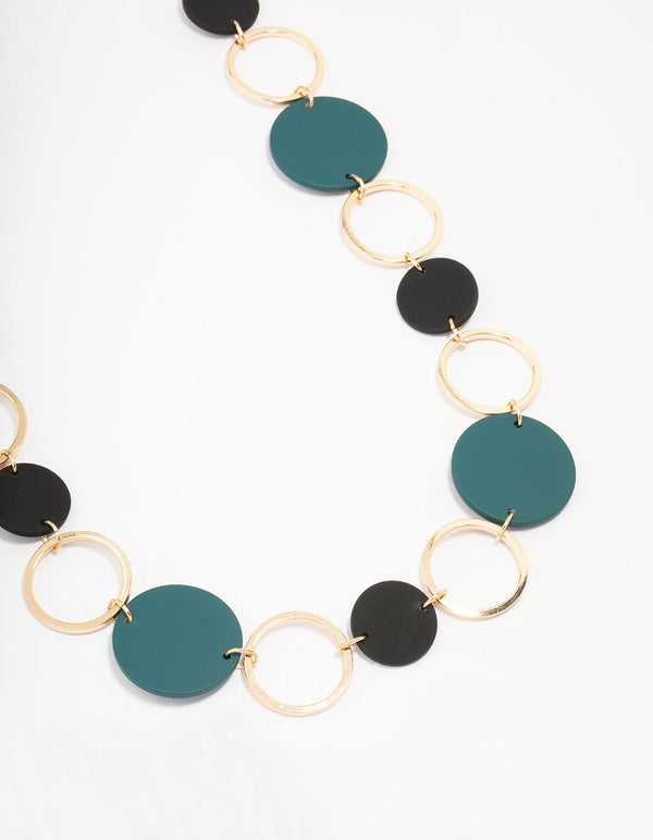 Gold Matte Cut Out Disc Necklace