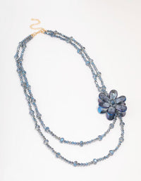 Blue Beaded Flower Layered Necklace - link has visual effect only