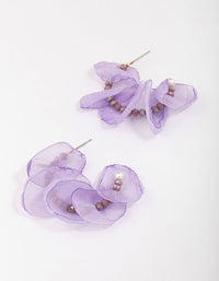 Gold Lilac Beaded Petal Hoop Earrings - link has visual effect only