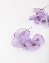 Gold Lilac Beaded Petal Hoop Earrings - link has visual effect only