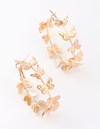 Gold Butterfly Medium Hoop Earrings - link has visual effect only