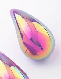 Holographic Gunmetal Teardrop Drop Earrings - link has visual effect only