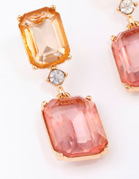 Gold Amber Square Stone Drop Earrings - link has visual effect only