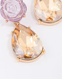 Gold Rose Stone Drop Earrings - link has visual effect only