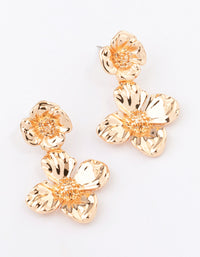 Gold Flat Flower Drop Earrings - link has visual effect only