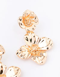 Gold Flat Flower Drop Earrings - link has visual effect only