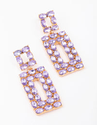 Gold & Lilac Rectangular Stone Drop Earrings - link has visual effect only